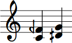 Two intervals: C and F semi-flat, and D semisharp and G